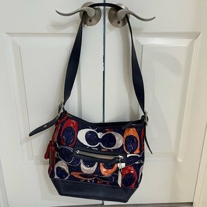 Coach blue, red, orange and cream Legacy Heritage Candace purse
